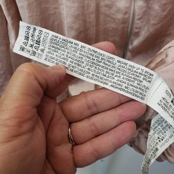 Zara Rose gold lightweight satin bomber jacket size small - Picture 9 of 12